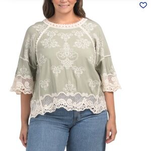 Democracy Green Lace Blouse